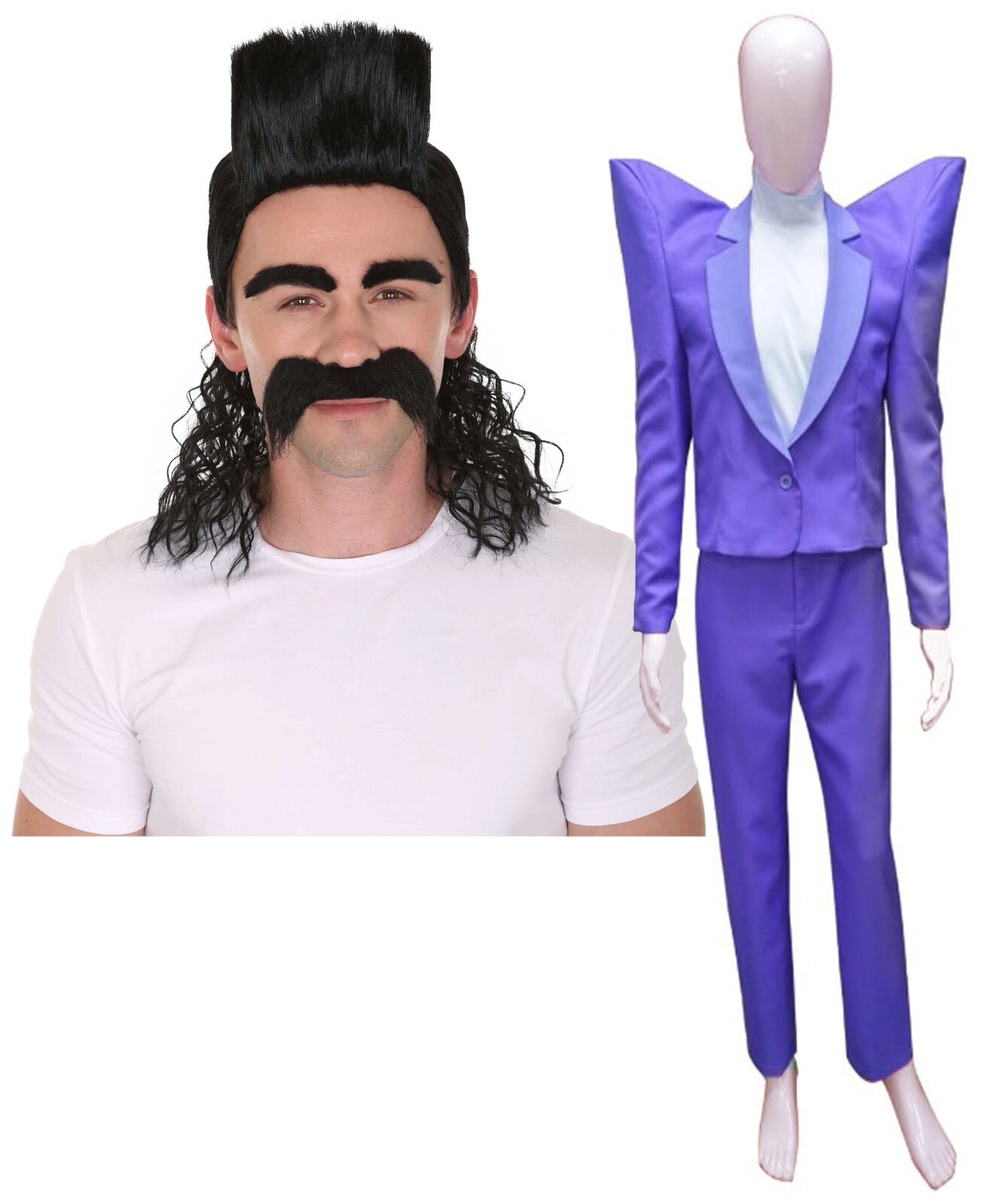 Men’s Despicable Me 3 Balthazar Bratt Cosplay Costume, Wig And Mustache Set