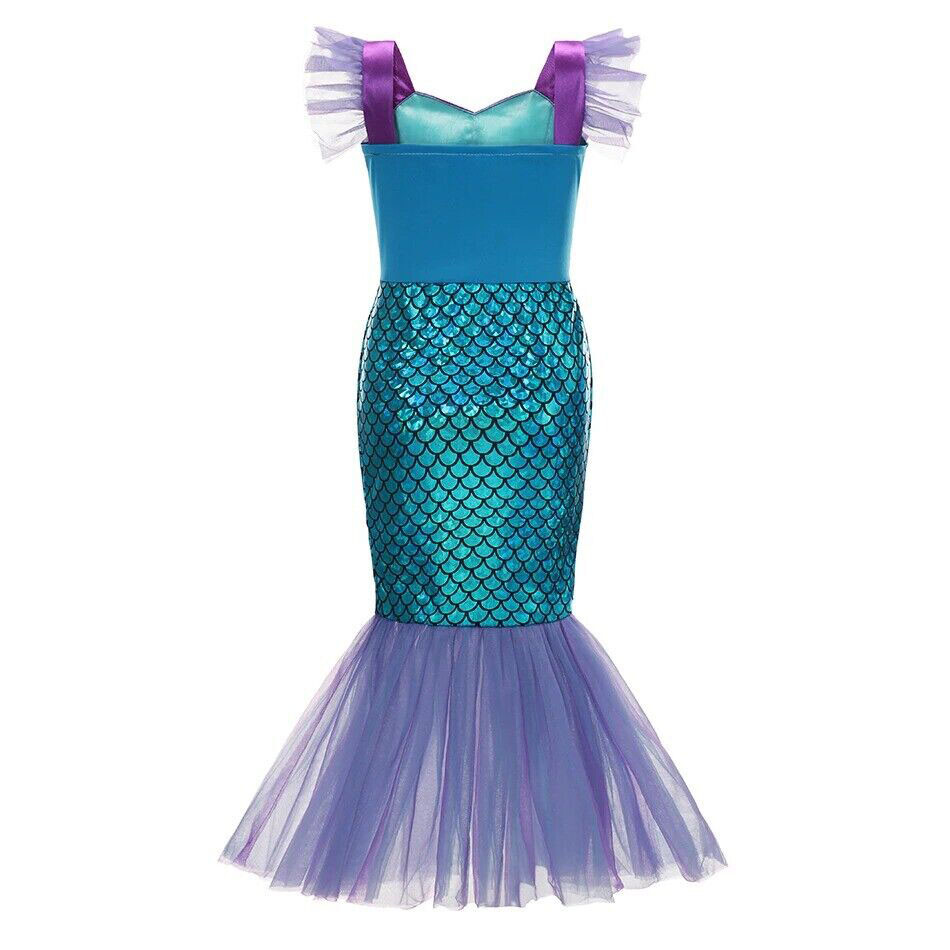 Mermaid Costume Halloween Dress Kids Girls Up Party Princess Cosplay Fancy Ariel