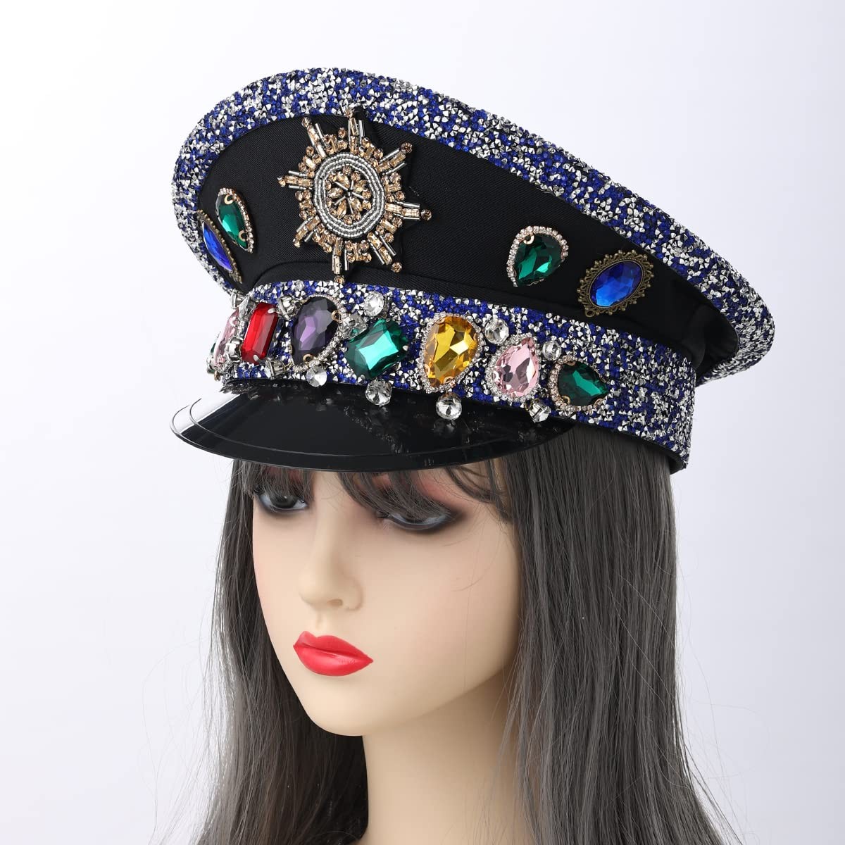 Music Festival Burning Man Hats Sequin Military Hat Steampunk Headwear