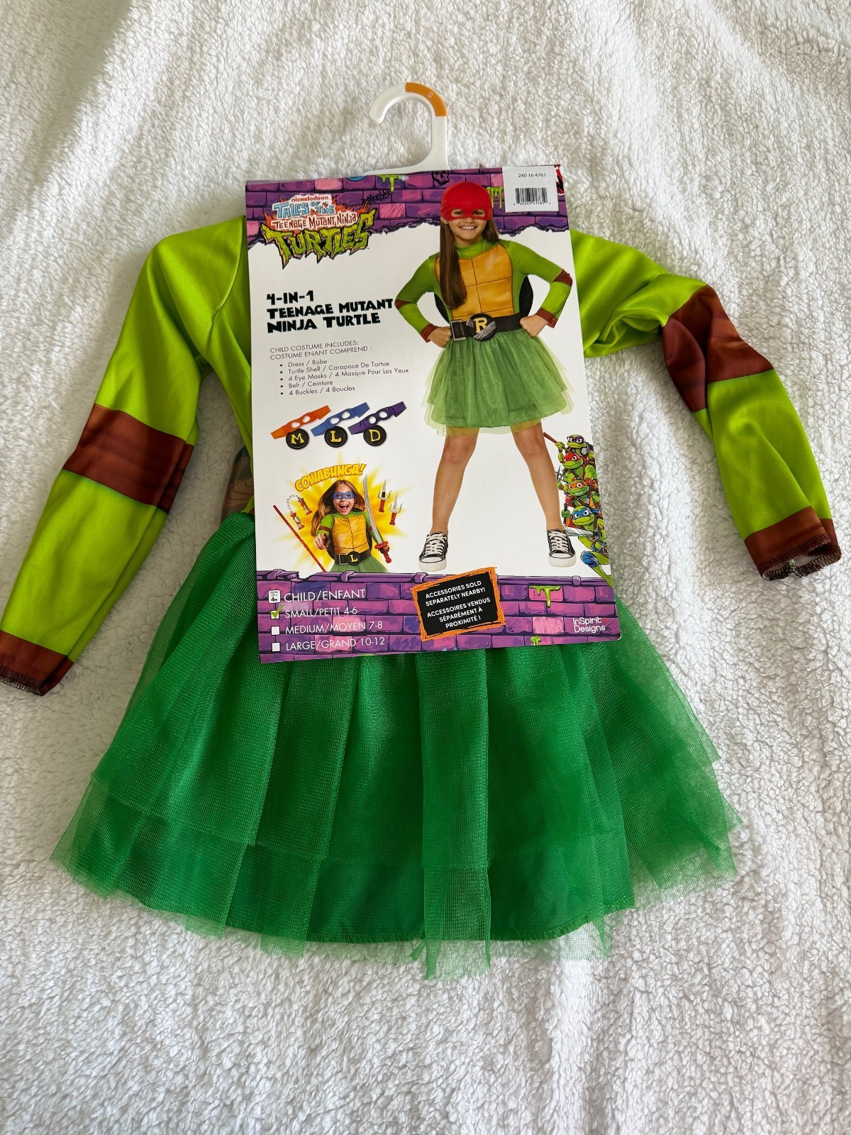 New Teenage Mutant Ninja Turtle 4-in-1 Girl Costume Dress Turtle Shell Mask 4-6