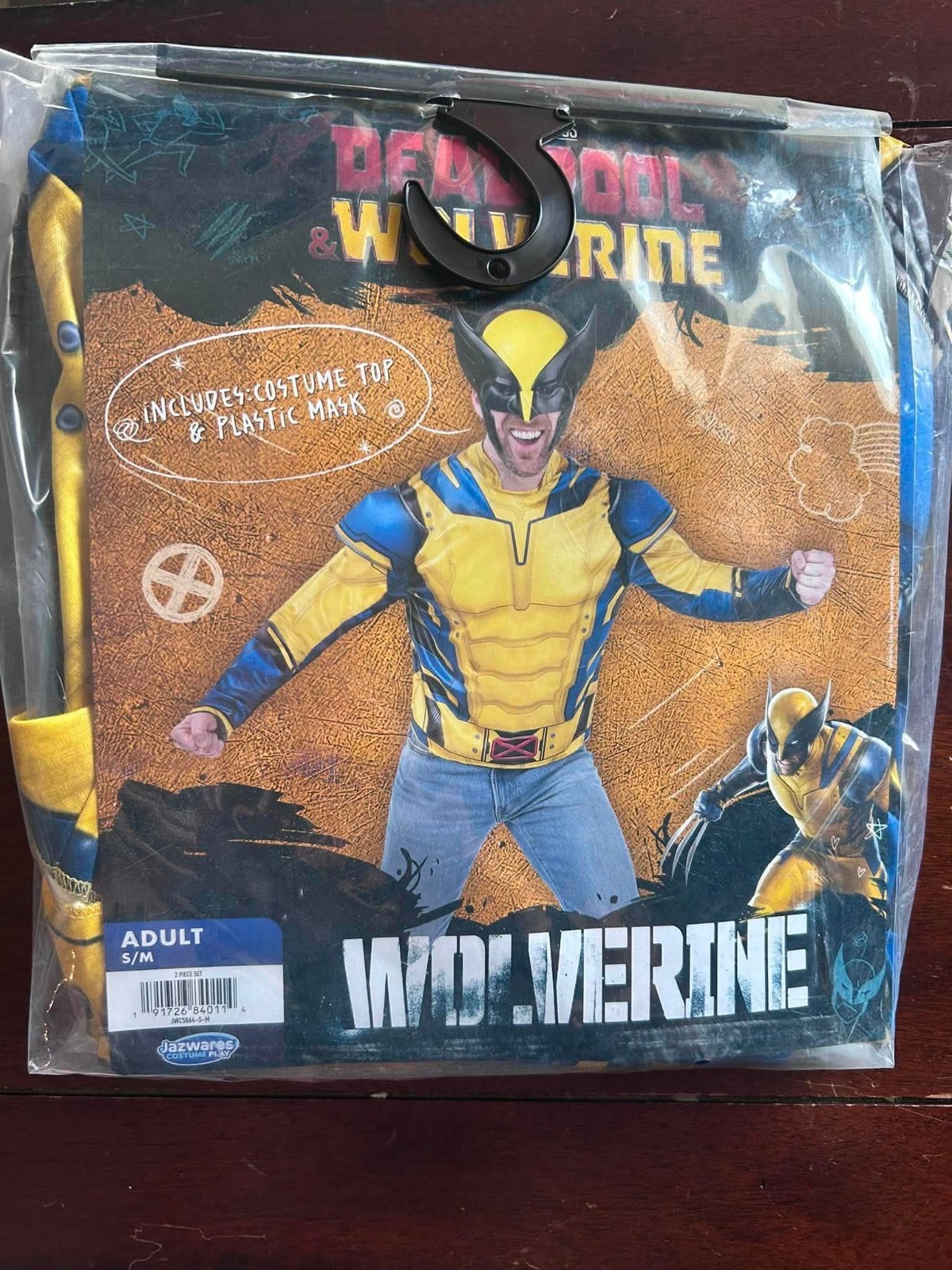 Jazwares Marvel Deadpool Wolverine Costume Top Mask Adult S M 2 Piece Set