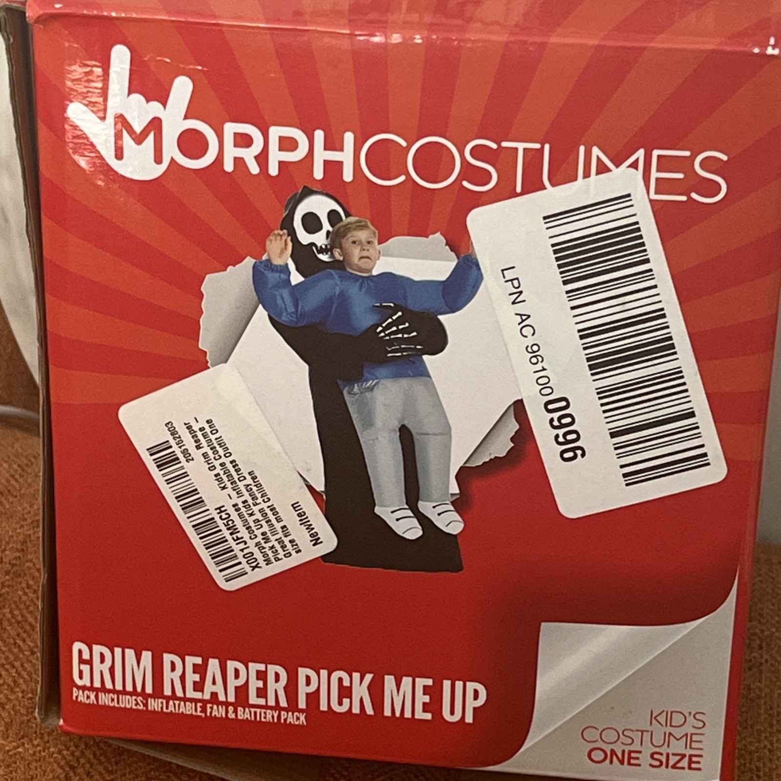 MorphCostume Kids Grim Reaper Pick Me Up Inflatable Fan & Battery Pack One Size