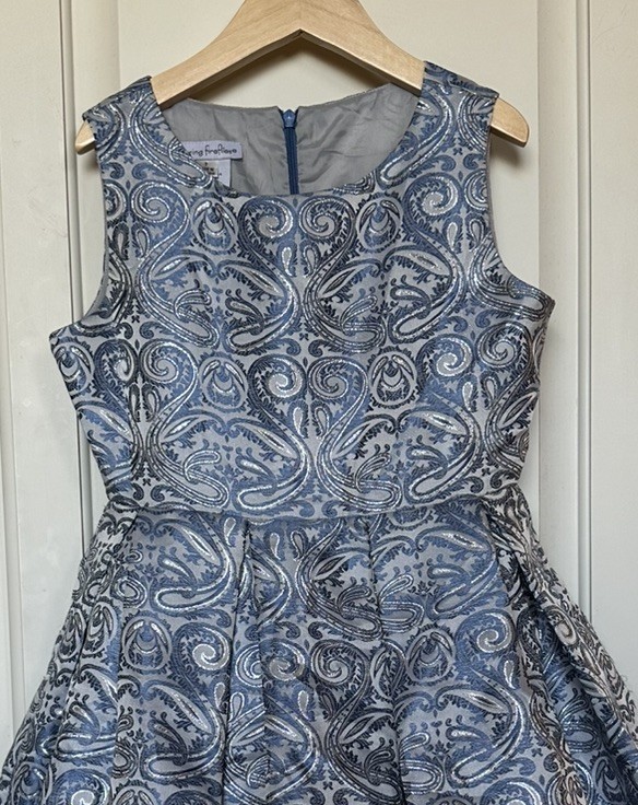 Chasing Fireflies Cinderella Blue Silver Brocade Dress Child Sz 7 *J7