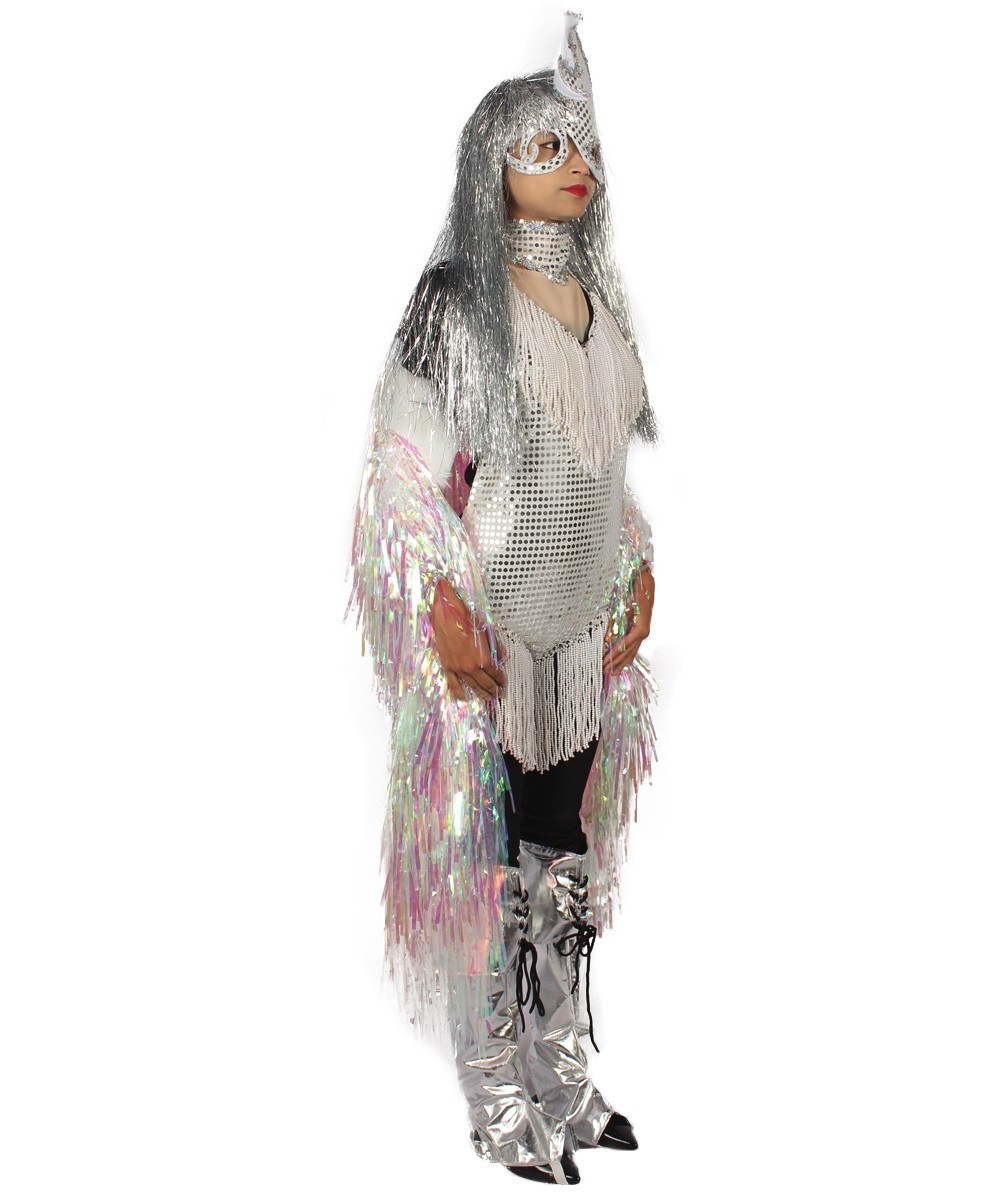 HPO Halo Bunny Masquerade Silver & White Tinsel Costume Bundle