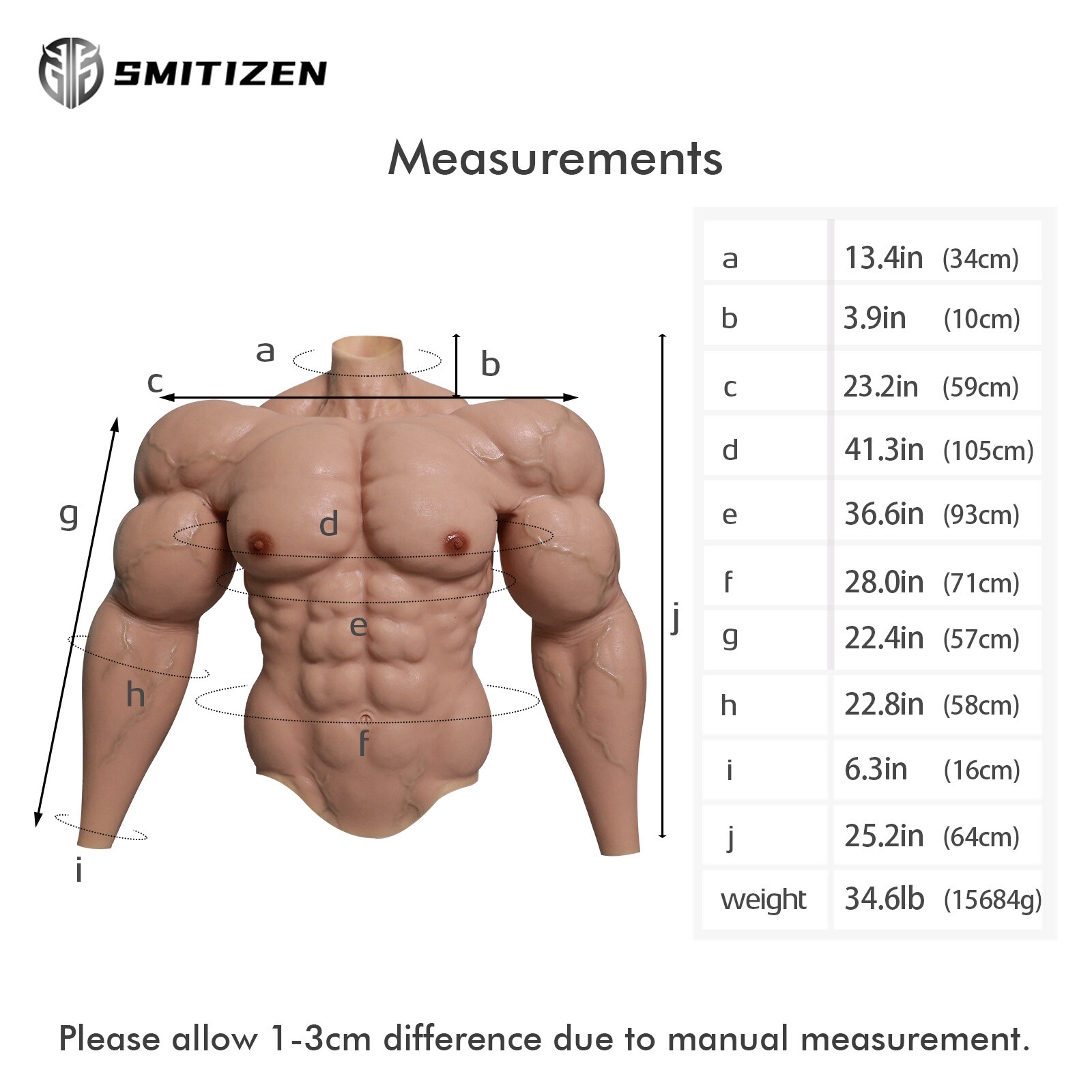 SMITIZEN Mr. Olympi Silicone Simulation Muscle suit with arms fake belly cosplay