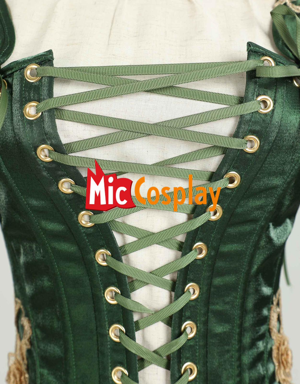 Medieval Renaissance Costume Elf Style Green Dress with Sleeves Cosplay Costume