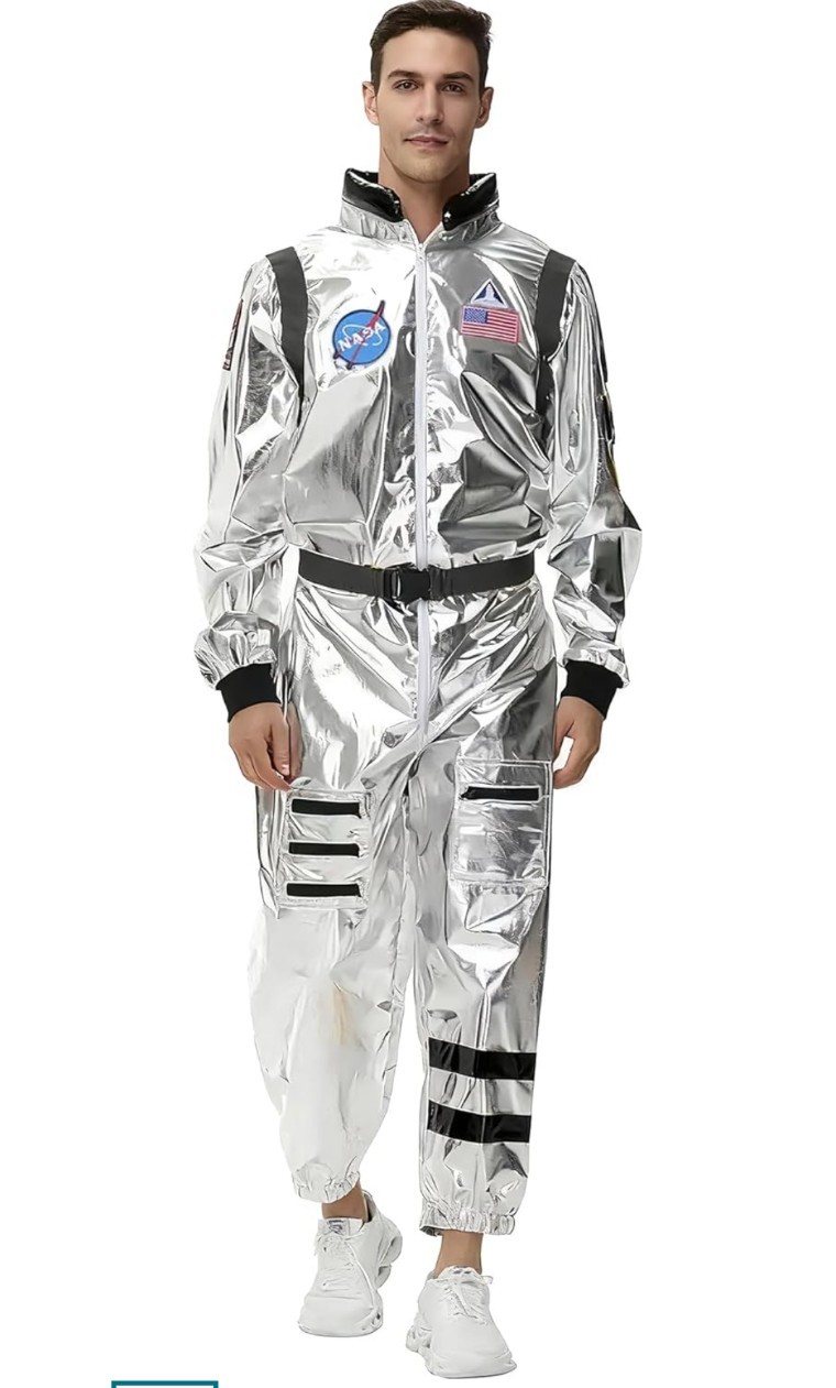 Silver Astronaut NASA Costume Adult NASA Spaceman Uniform Space Suit Cosplay XXL