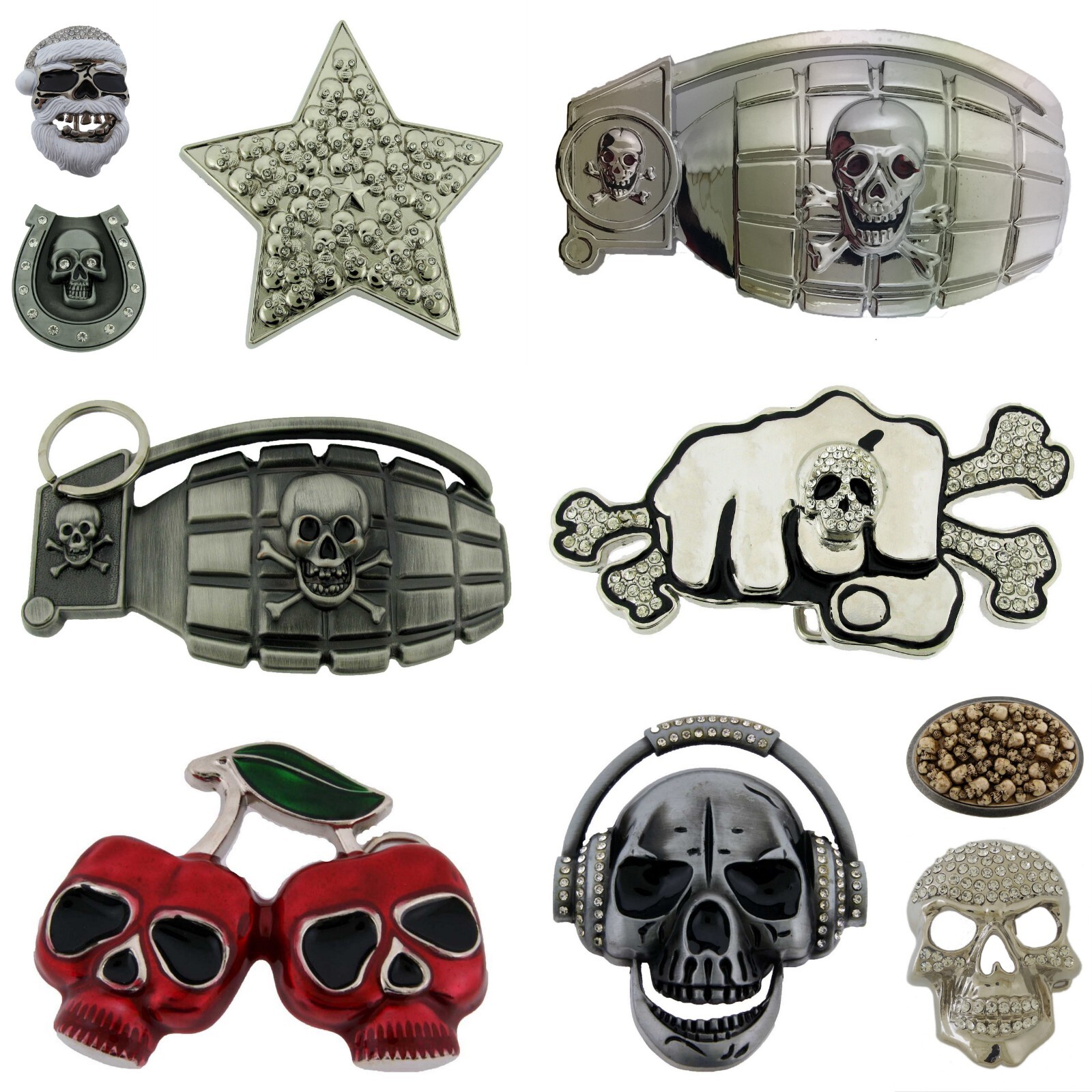 skull skeleton tattoo metal belt buckle halloween party costume gift