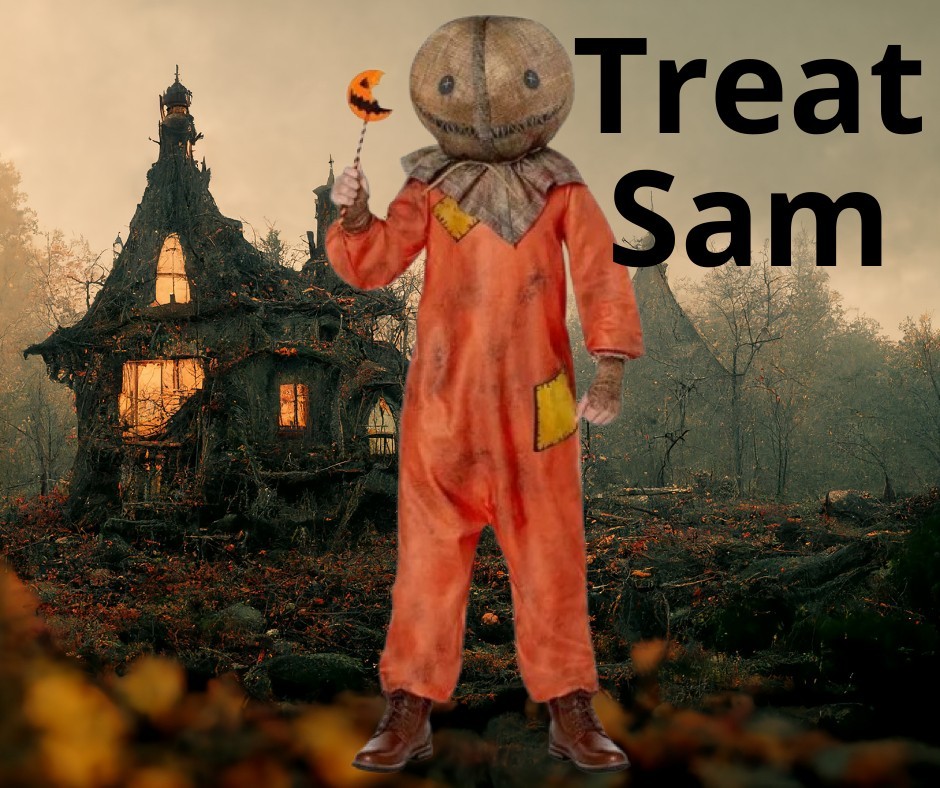 Fun World Trick ‘r Treat Sam SZ M 8 Male Halloween Costume with Mask and Gloves
