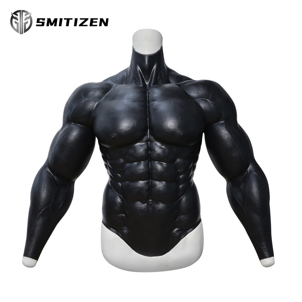 SMITIZEN Black Silicone Muscle Suit with Arms Realistic muscle pant fetish