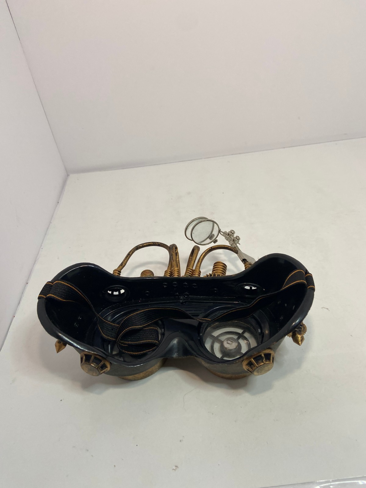 🍉 ADULT SIZE PLASTIC GOLD TONE STEAM PUNK STEAMPUNK GOGGLES GLASSES COSTUME EUC