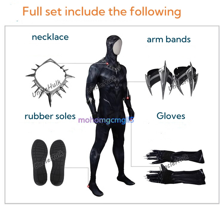 Black Panther T’Challa Battle Suit Costume Jumpsuit Cos Roleplay FullSet No Mask