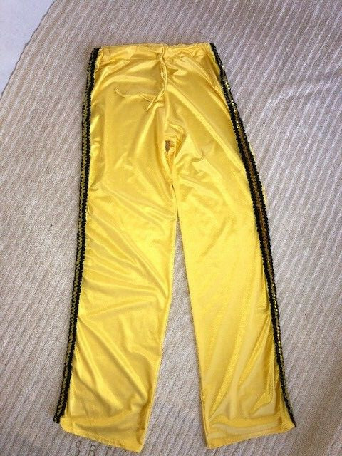 Yellow Lycra Drawstring Sweats W/ Sequins Down the Side Dance Costume
