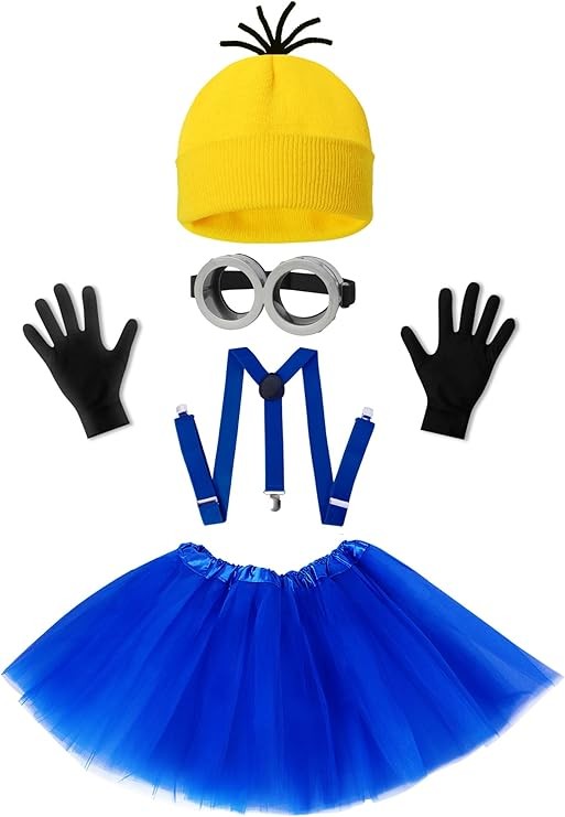 5 PCS Halloween Costume for Kids Girls,Goggles/Beanie/Tutu Skirt/Suspenders/G…