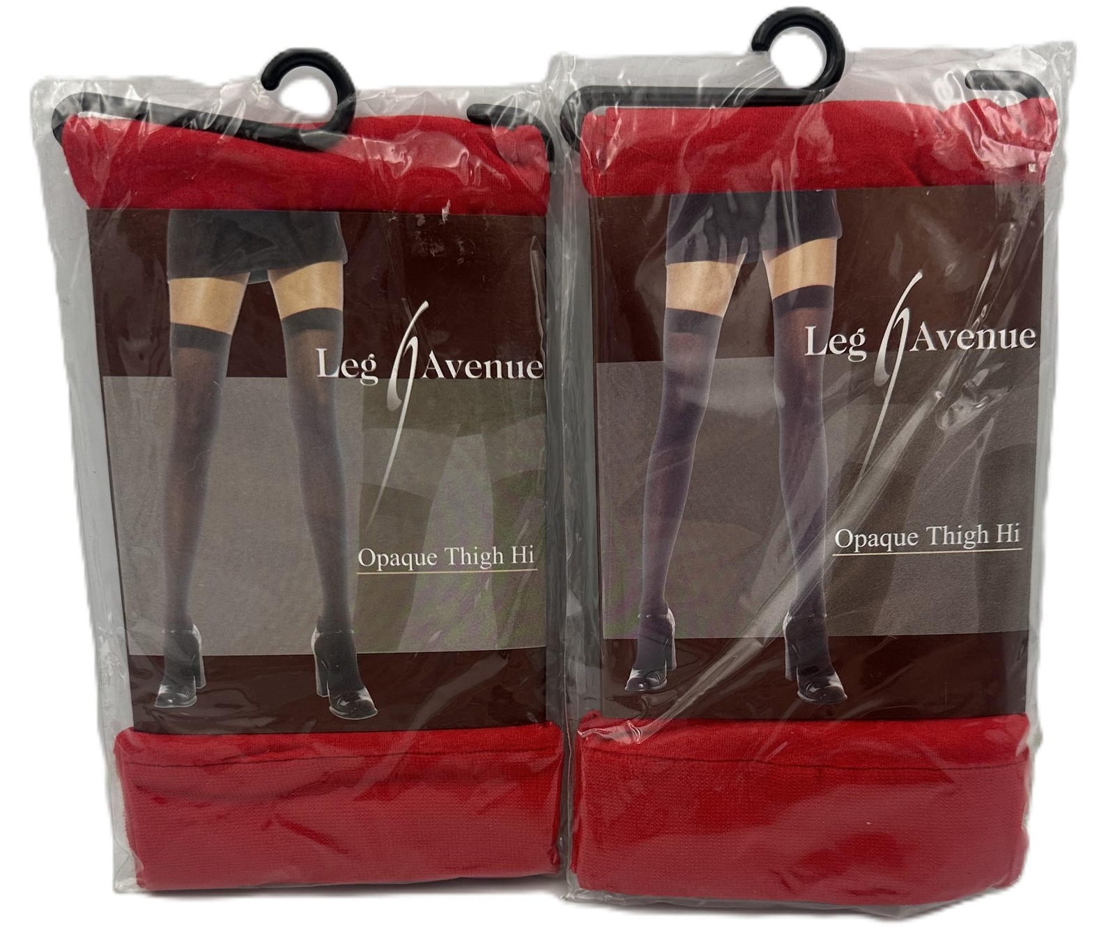 2PK Women’s Opaque Nylon Thigh Highs Hosiery – Red – One Size (90-160 LBS)