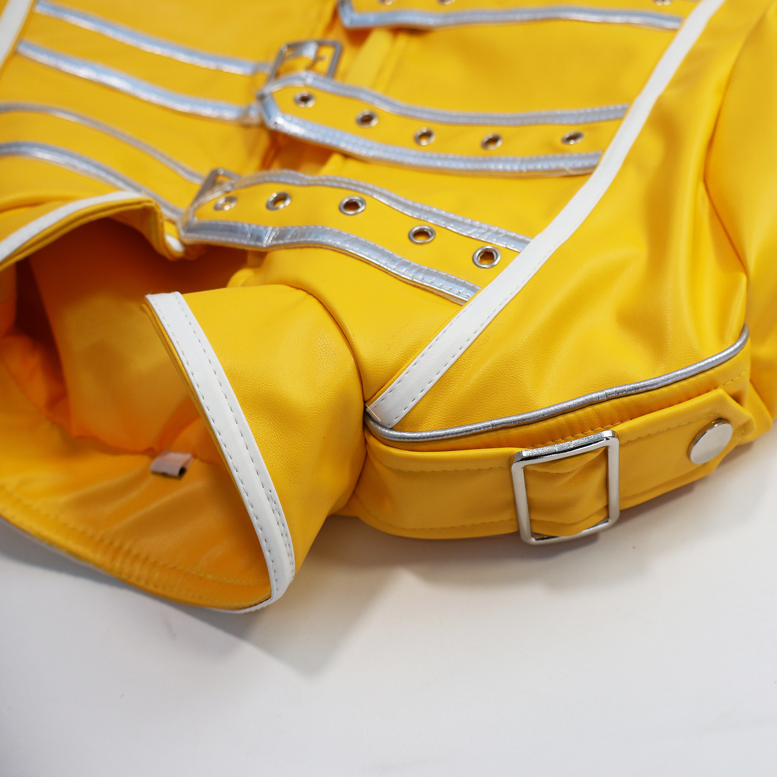 Queen Lead Vocals Freddie Mercury Cosplay Costume Yellow Leather Jacket