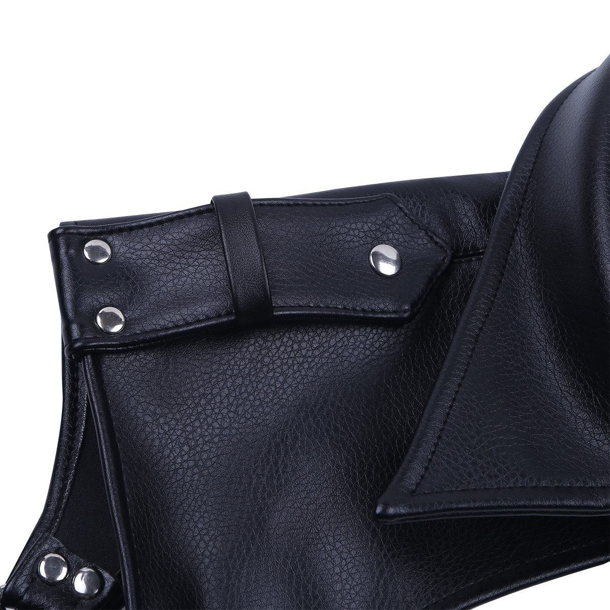 Mens Faux Leather Pauldron Body Chest Harness Buttons Shoulder Lapel Costume