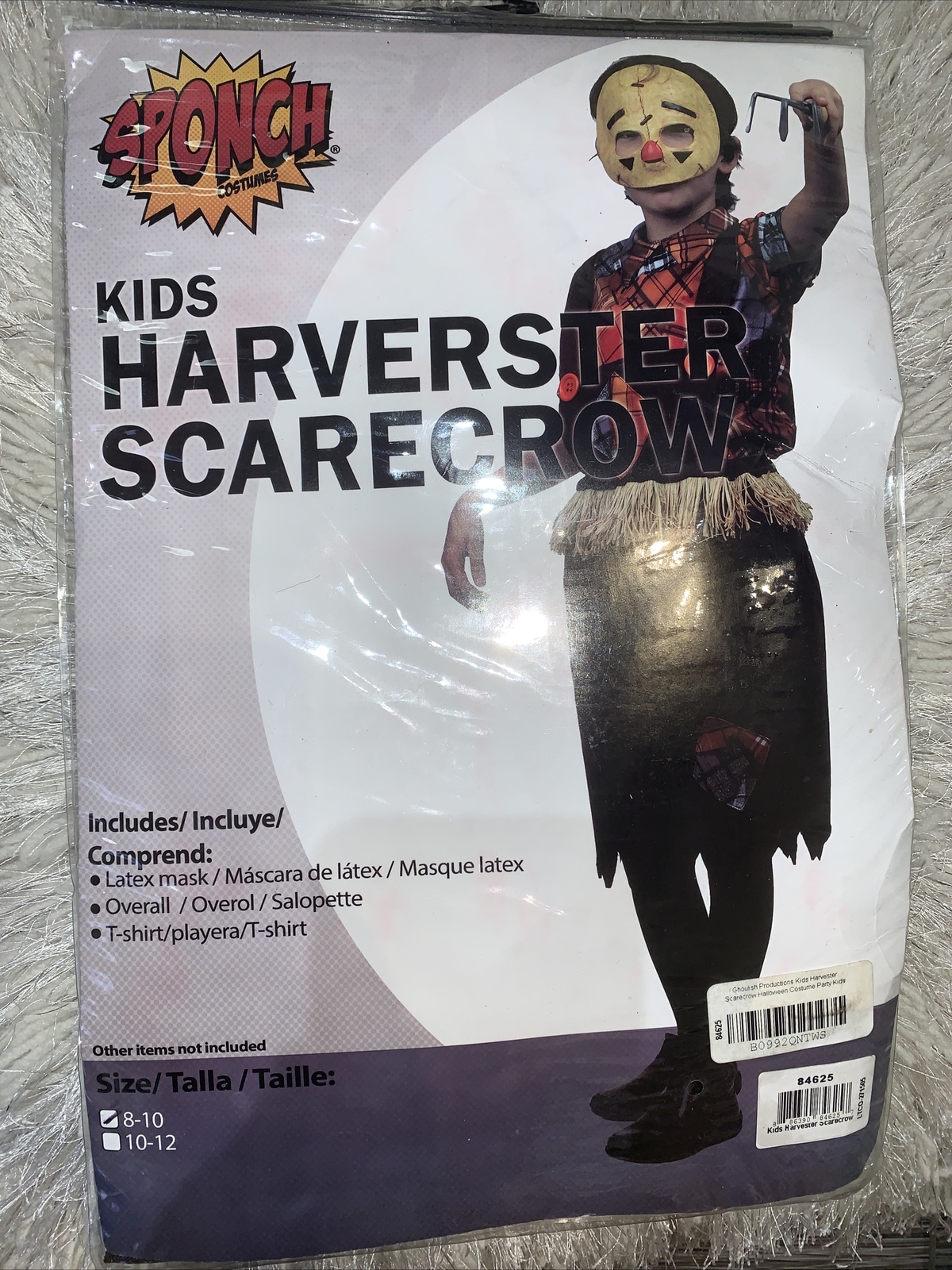Child Kids Wicked Harvester Scarecrow 8-10 S-M Halloween Costume Scary Mask Farm