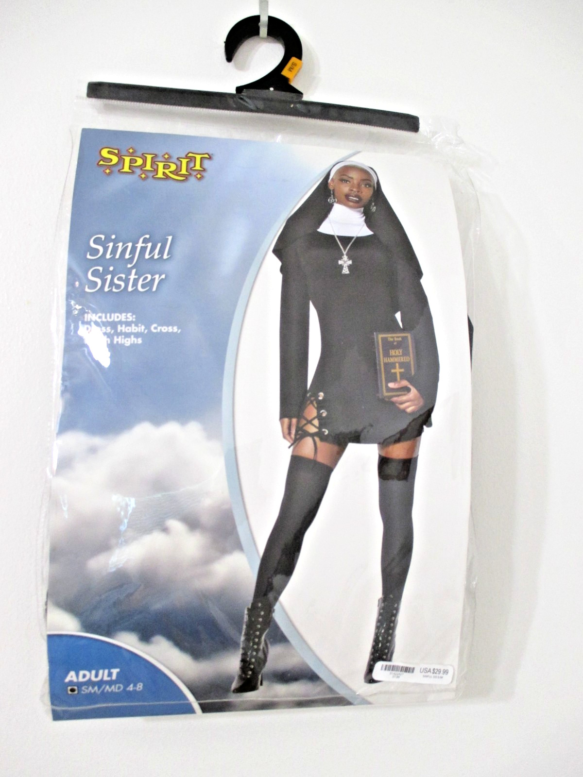 HALLOWEEN WOMENS LADIES SINFUL SISTER SEXY COSTUME SIZE S/M 4-8 NEW W/TAGS BLACK