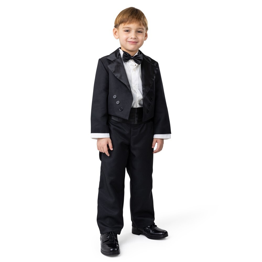 Dress Up America Butler Costume for Kids – Black Tailcoat Tuxedo Costume Set