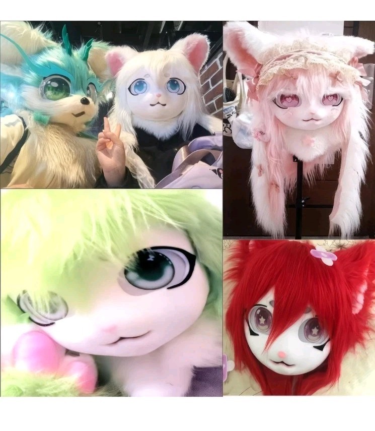 New Fursuit Long Haired Husky Fox Mascot Head Party Halloween Fur Role-playing