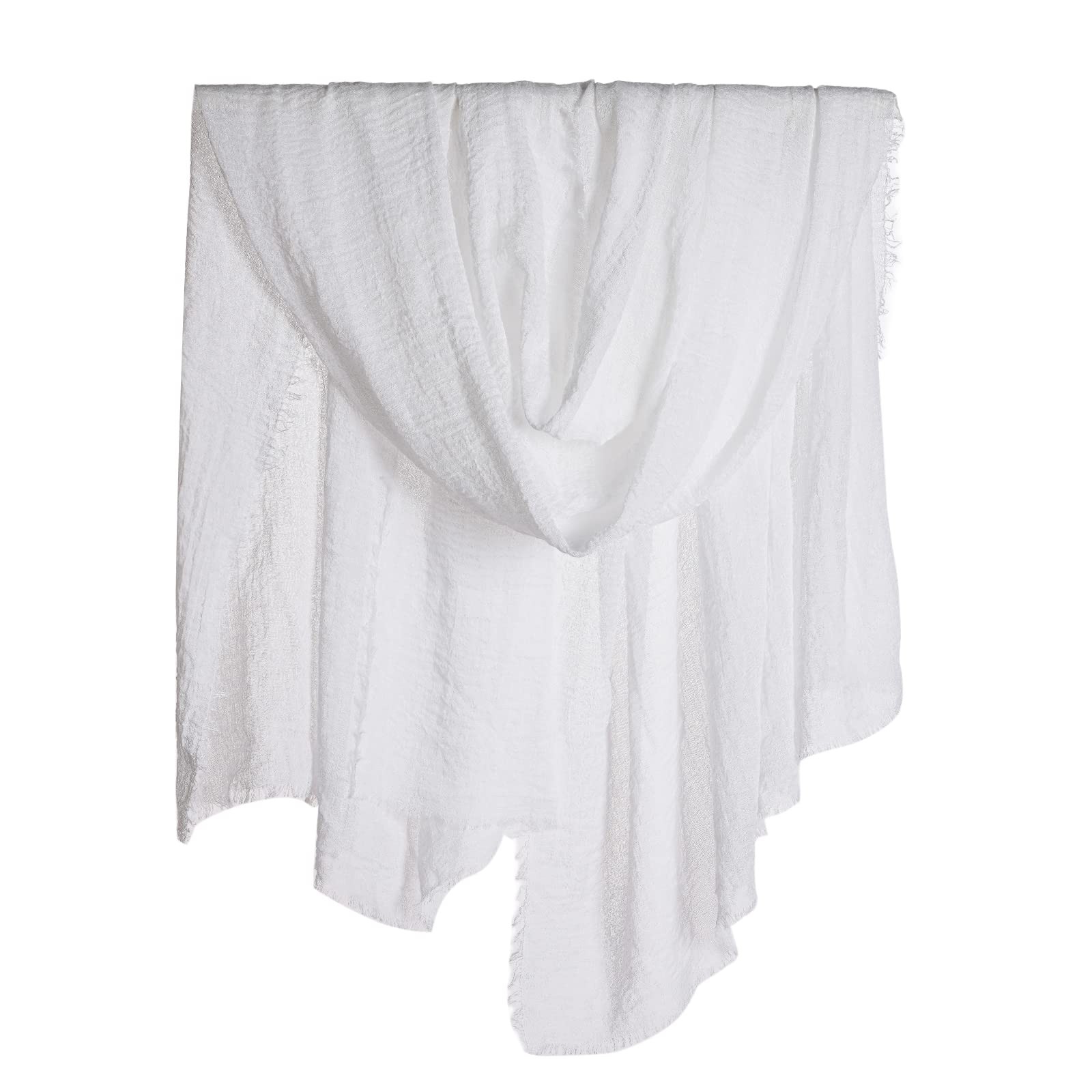 Women Summer Cotton Blend Crinkle Vintage Soft Long 70 X 35 Inches, White