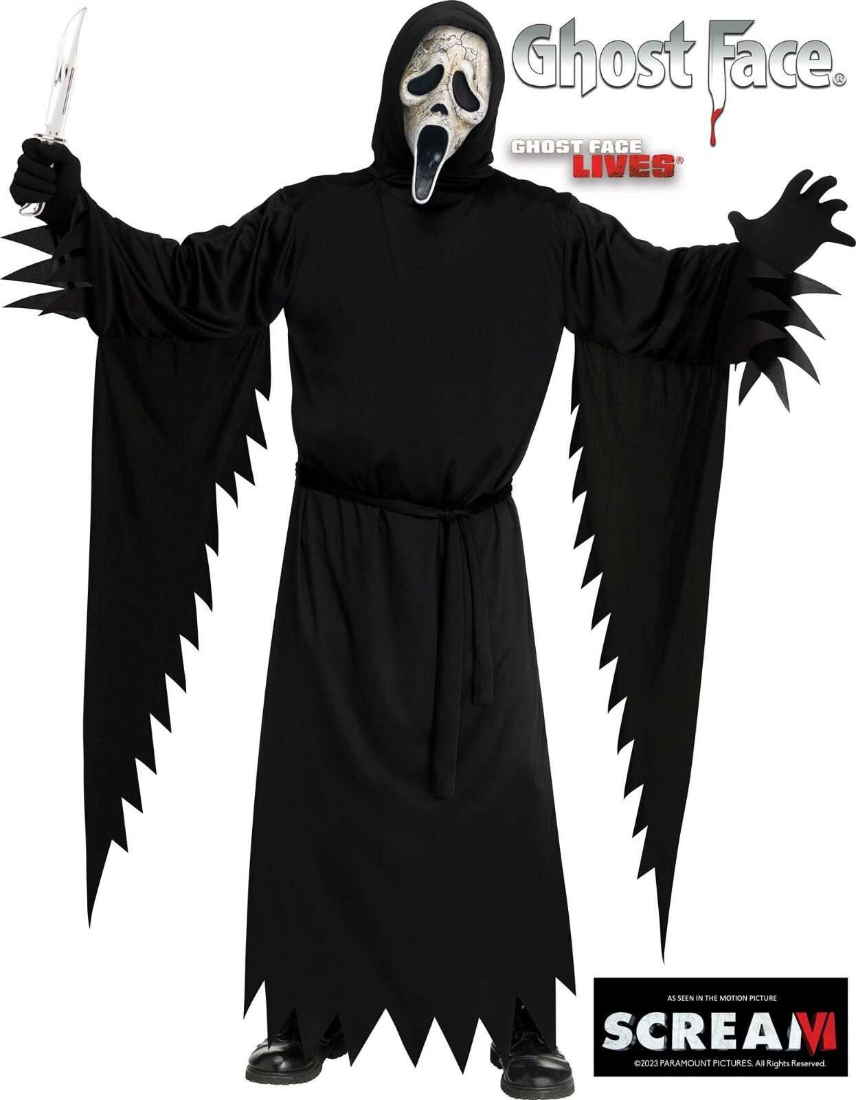 Scream Aged Ghost Face Scary Halloween Mens Standard Size Costume