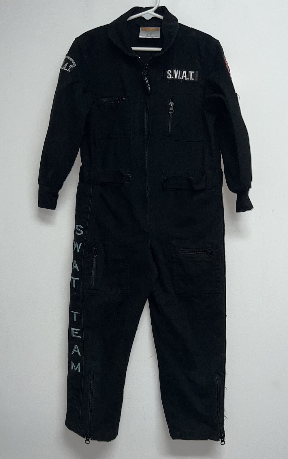 Get Real Gear Boys SWAT Halloween Costume Dress Up Size 4-6 Black Jumpsuit
