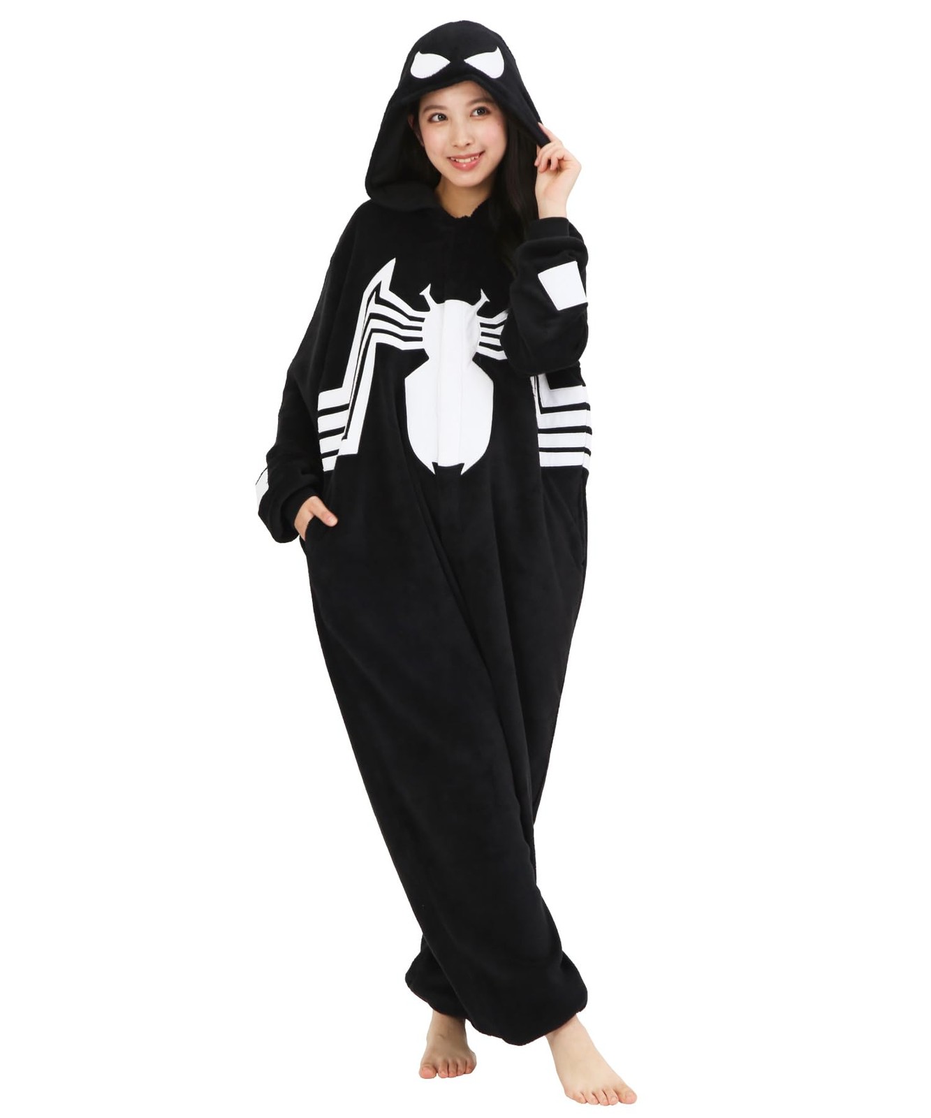 SAZAC Fleece Kigurumi One Size Fits All Marvel Black Spider-Man DNY-084