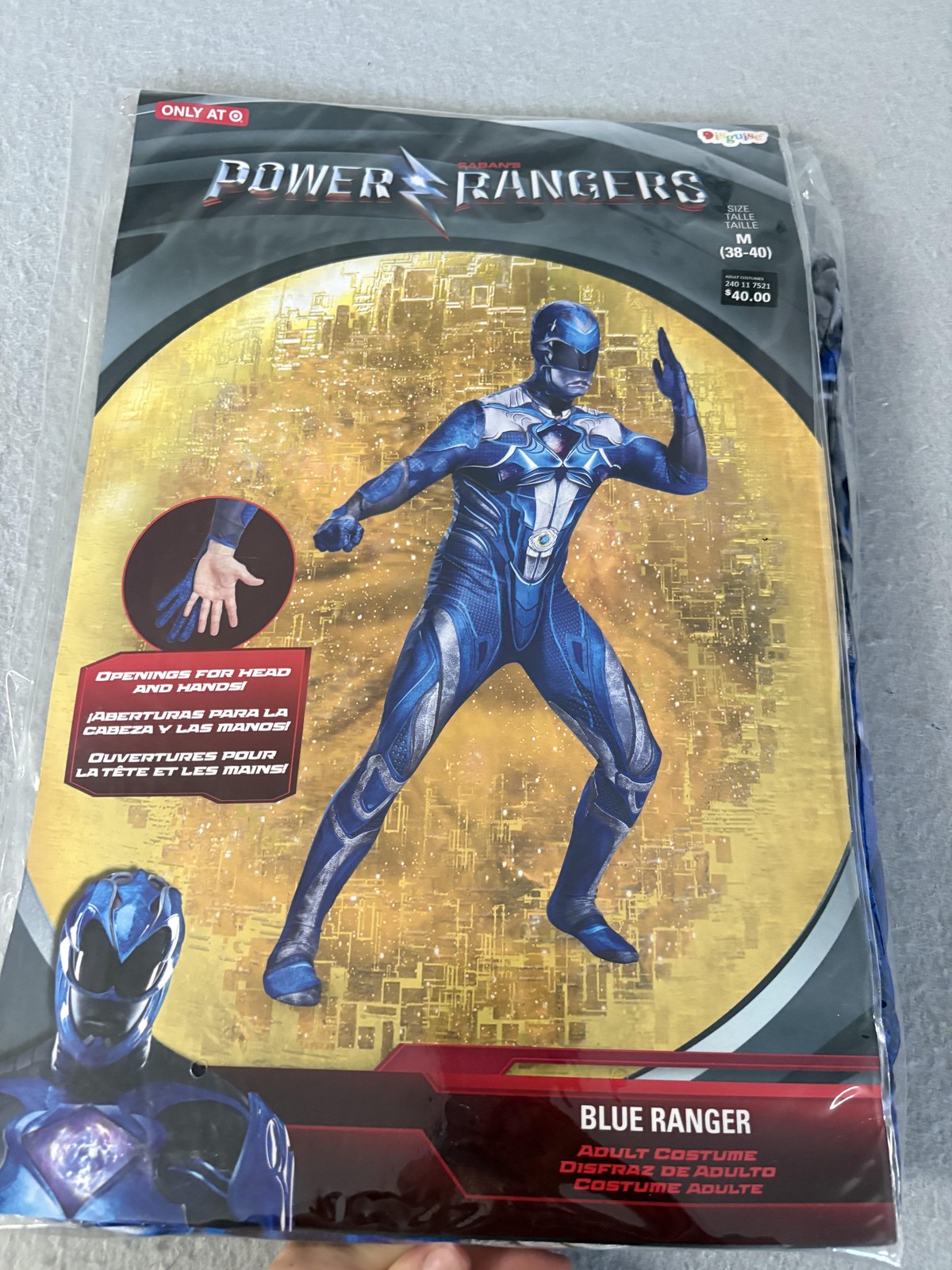 Power Rangers Blue Ranger Costume Adult Mens M 38-40 Disguise Cosplay Halloween
