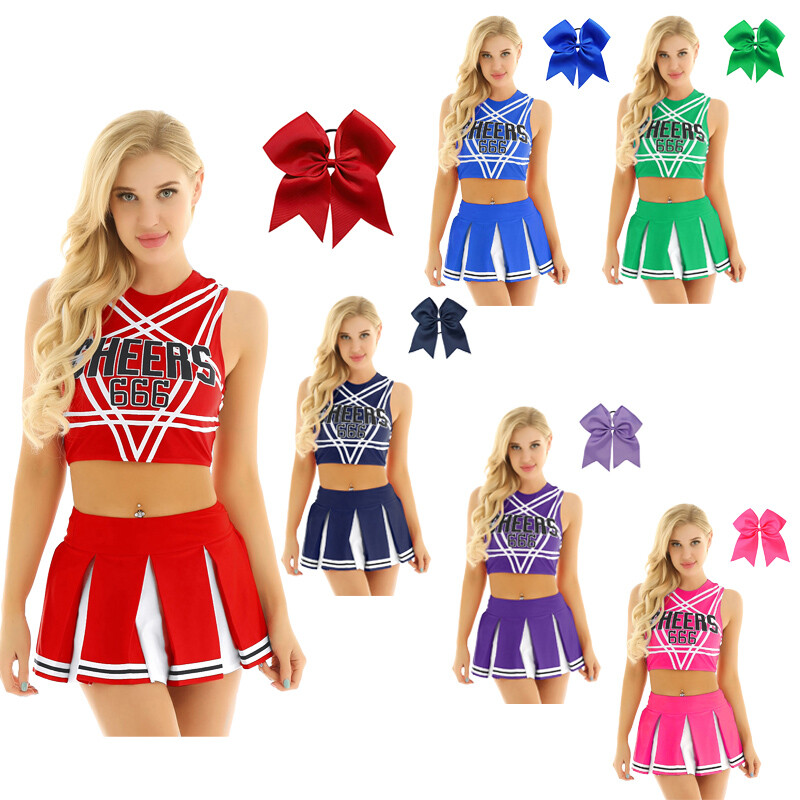 Womens Set Skirt Costume Dress Outfit Role Play 3 Piece Bowknot Dancewear Adult