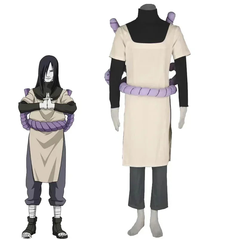 NARUTO: Shippuden Orochimaru Cosplay Costumes Anime Ninja Role Play Wig Outfit