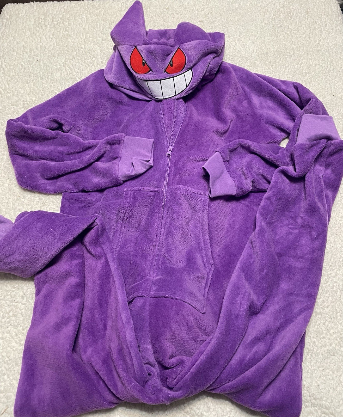 Gengar Pokemon Size Adult S/M Costume Purple Button Up Romper