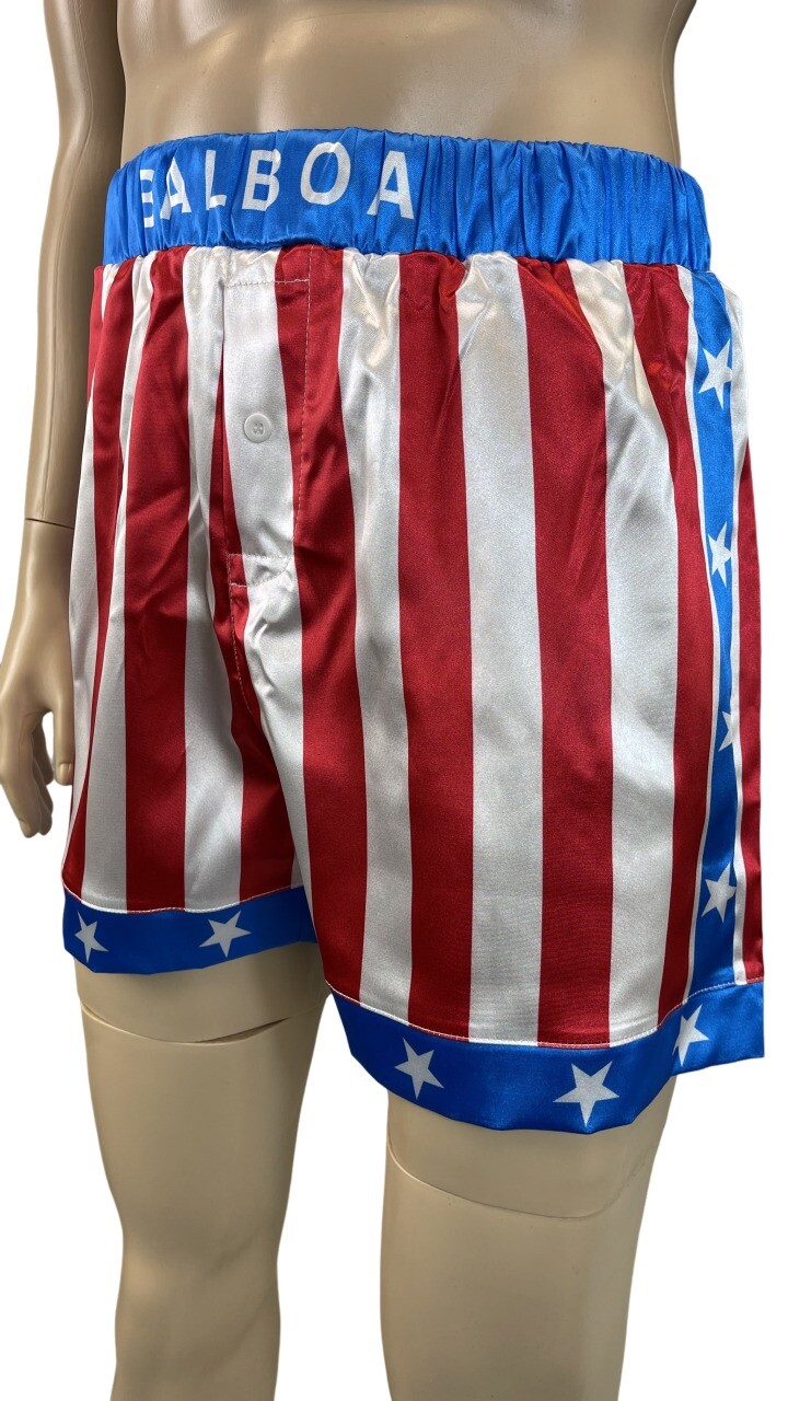 Rocky Balboa Mens Apollo Movie Boxing American Flag Shorts Trunks boxers