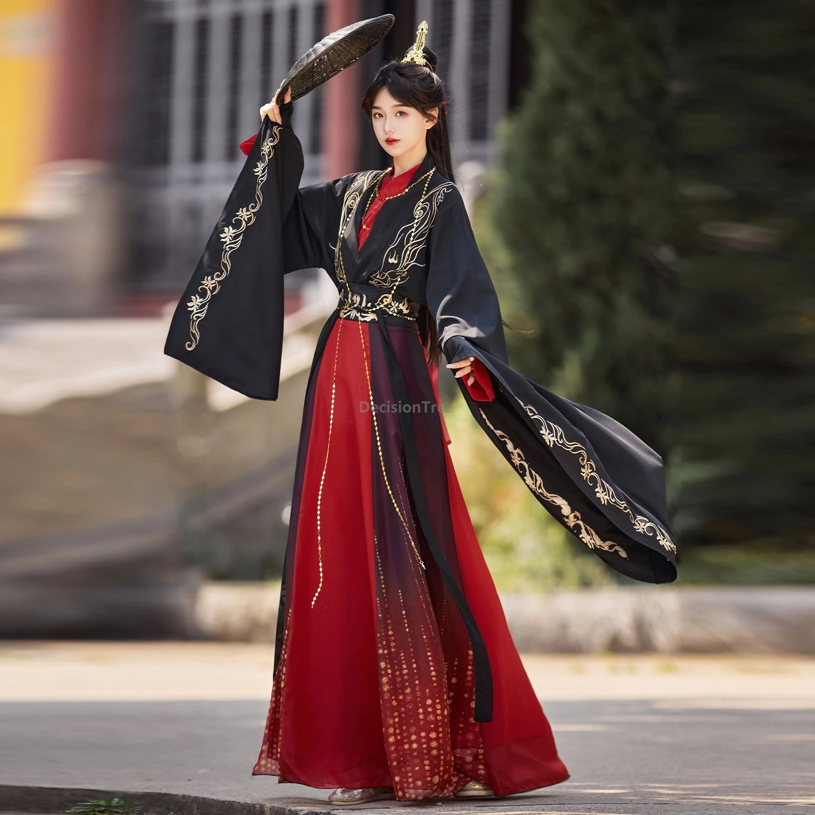 Chinese WeiJin Hanfu Crossed Collar Robe Daily Costume Elegant Women Cosplay
