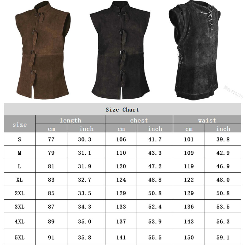 Medieval Men Vintage Steampunk Vest Renaissance Sleeveless Cosplay-Costume Shirt