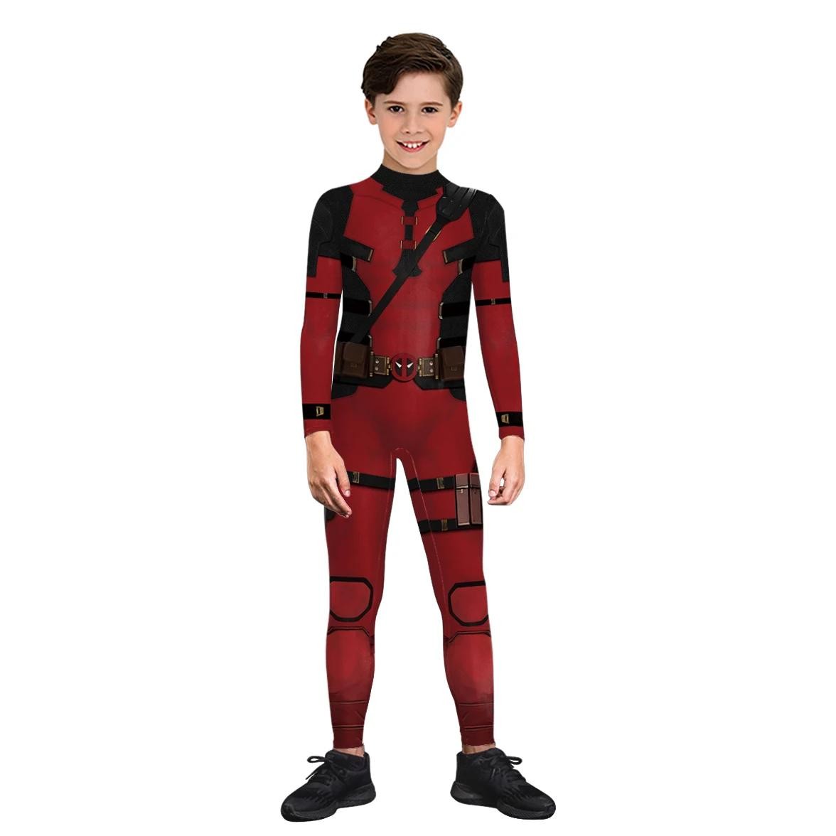 Kids Deadpool Wolverine Cosplay Costume Superhero Halloween Party Jumpsuit