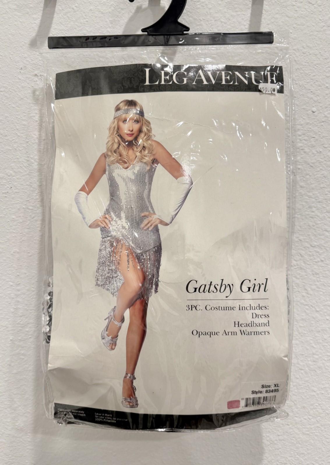 Leg Avenue Gatsby Girl Silver Roaring 20s Flapper Woman’s Costume Halloween XL