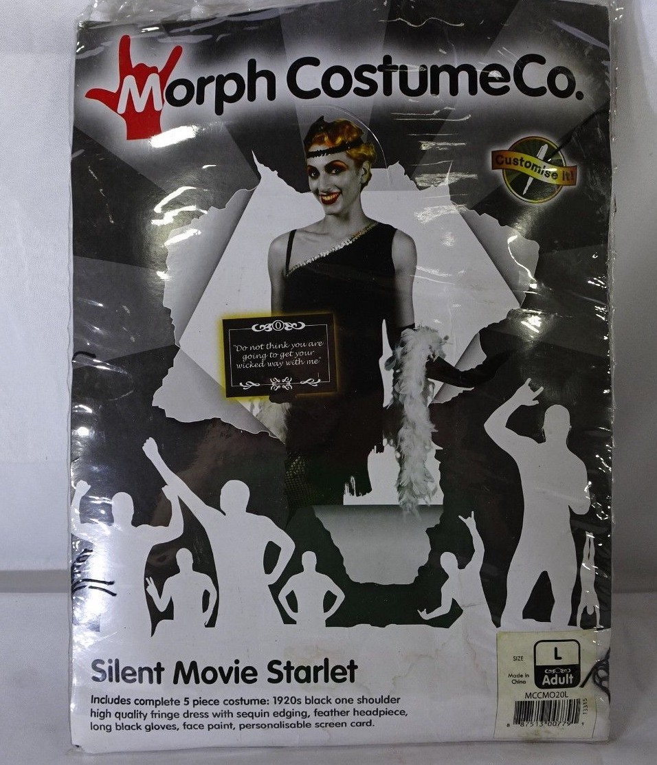 Silent Movie Starlet Morph Costume Womens sz L Halloween TF