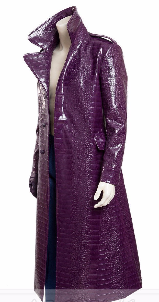 Joker Jared Leto Suicide Squad Halloween Purple Faux Leather Coat Fast Shipping