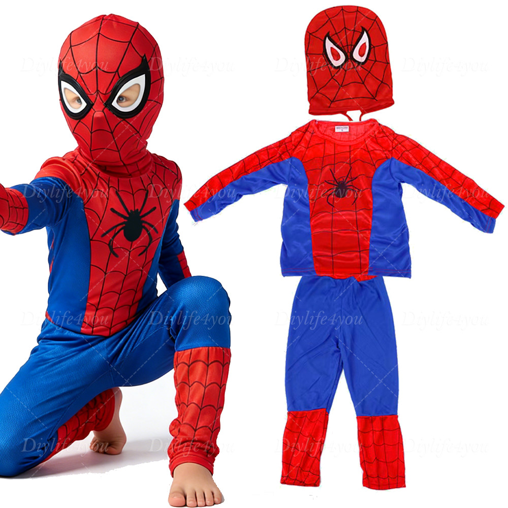 3-7Age Kids SpiderMan Cosplay Costume Boys Tobey Maguire Outfit Jumpsuit Clothes