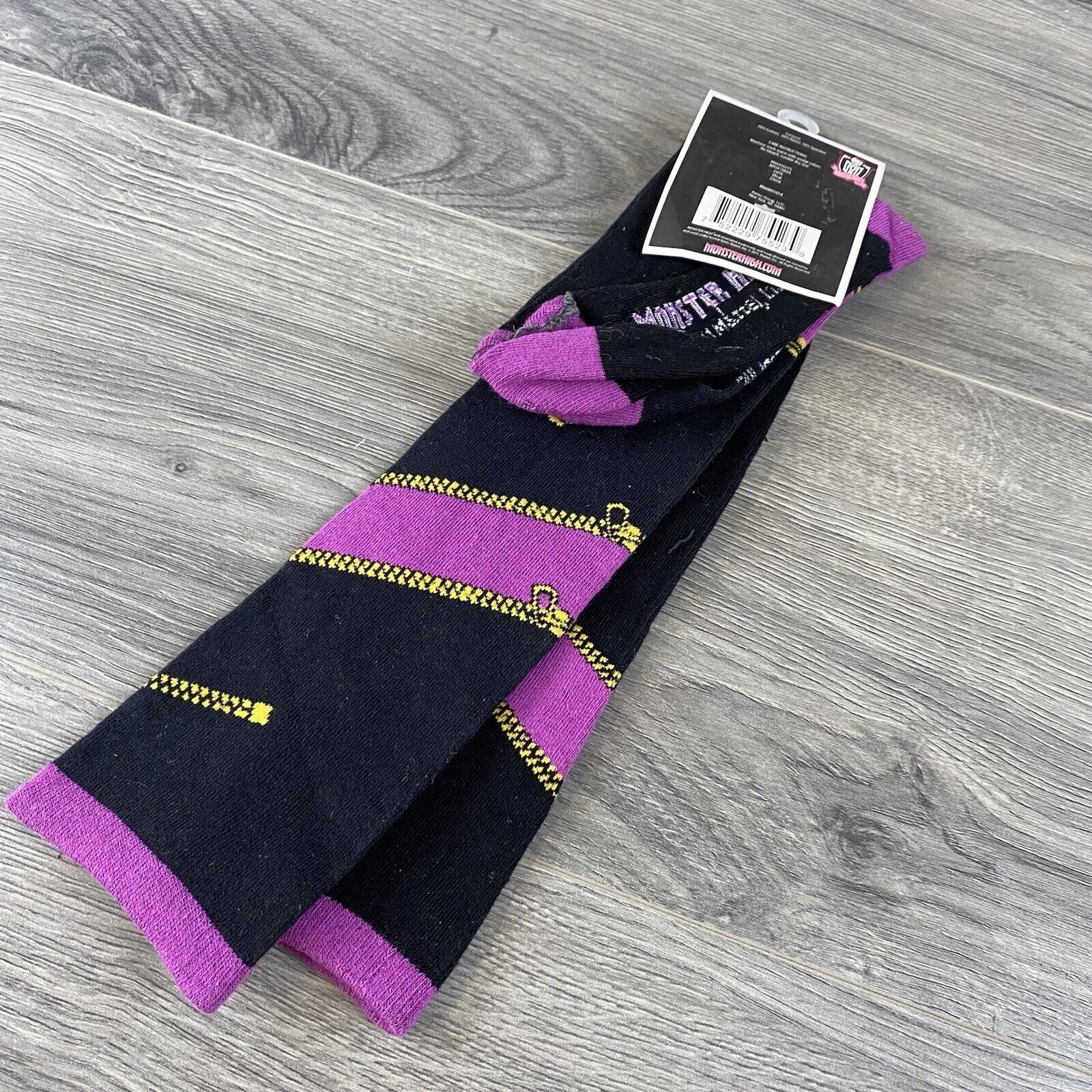 Monster High Knee High Socks Black Purple Child Fits Shoe 9-11