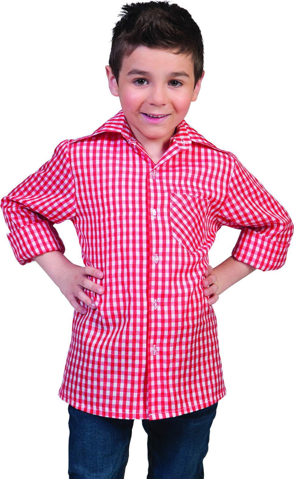 Funny Fashion Halloween-Party Kid’s Checkered Shirt-Red/White-Size 6