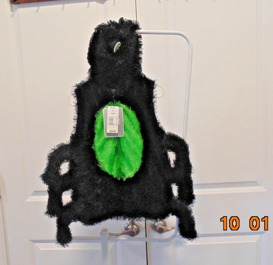 Koala Kids Costume Black/Green 6 Leg Spider Plush Hooded Zip Vest Infant 18mos