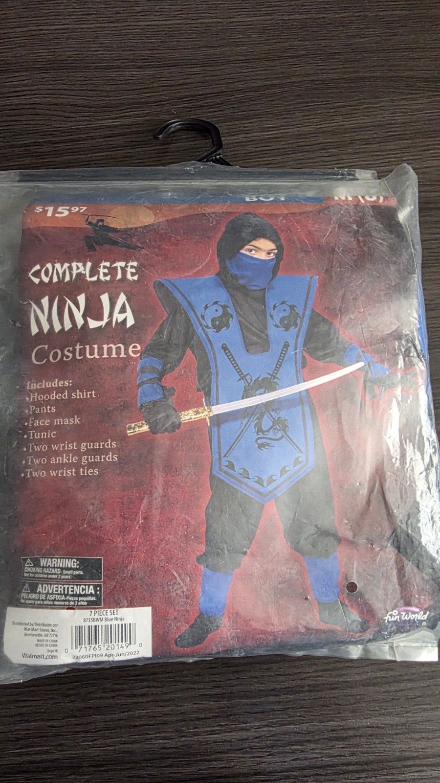 Ninja Child Boy’s Complete 7-Piece Costume Red/Black, Size M (8)