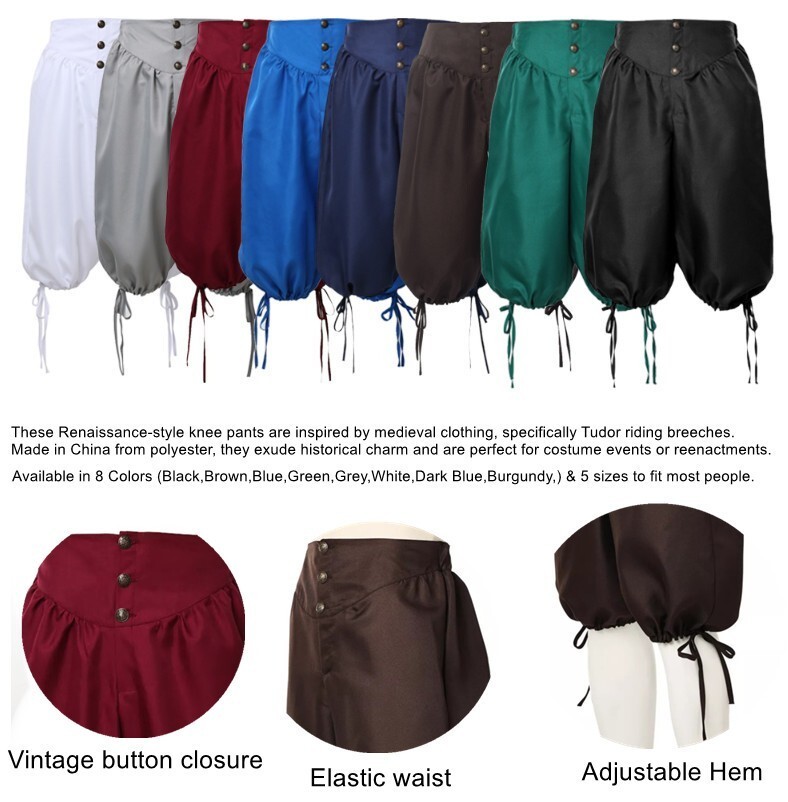 Medieval Mens Pants Renaissance Knee Pants Knickers Tudor Pants Ridding Breeches