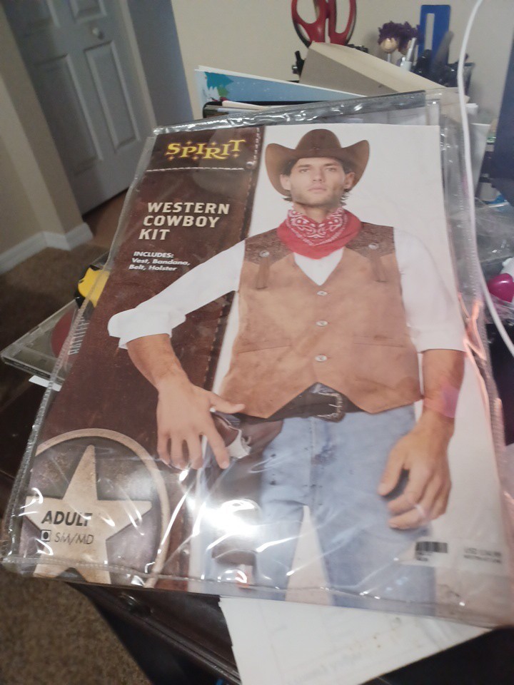 Men`s Cowboy Costume Adult Wild West Western Cowboy Outlaw Halloween SZ SM/MD