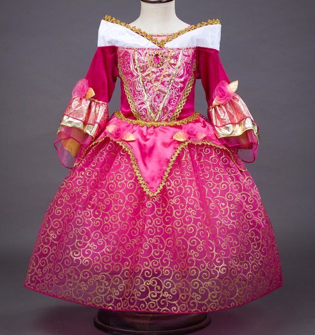 Sleeping Beauty Princess Aurora Party Dress kids Costume Dress for girls 2-10 Y