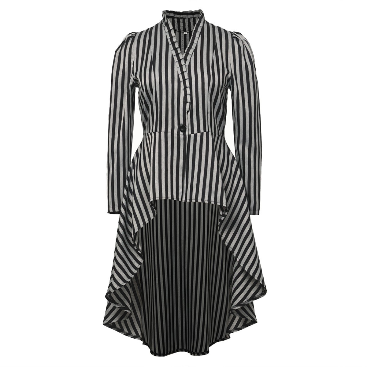Women’s Steampunk Long Striped Jacket Renaissance Victorian Gothic Blazer Jacket