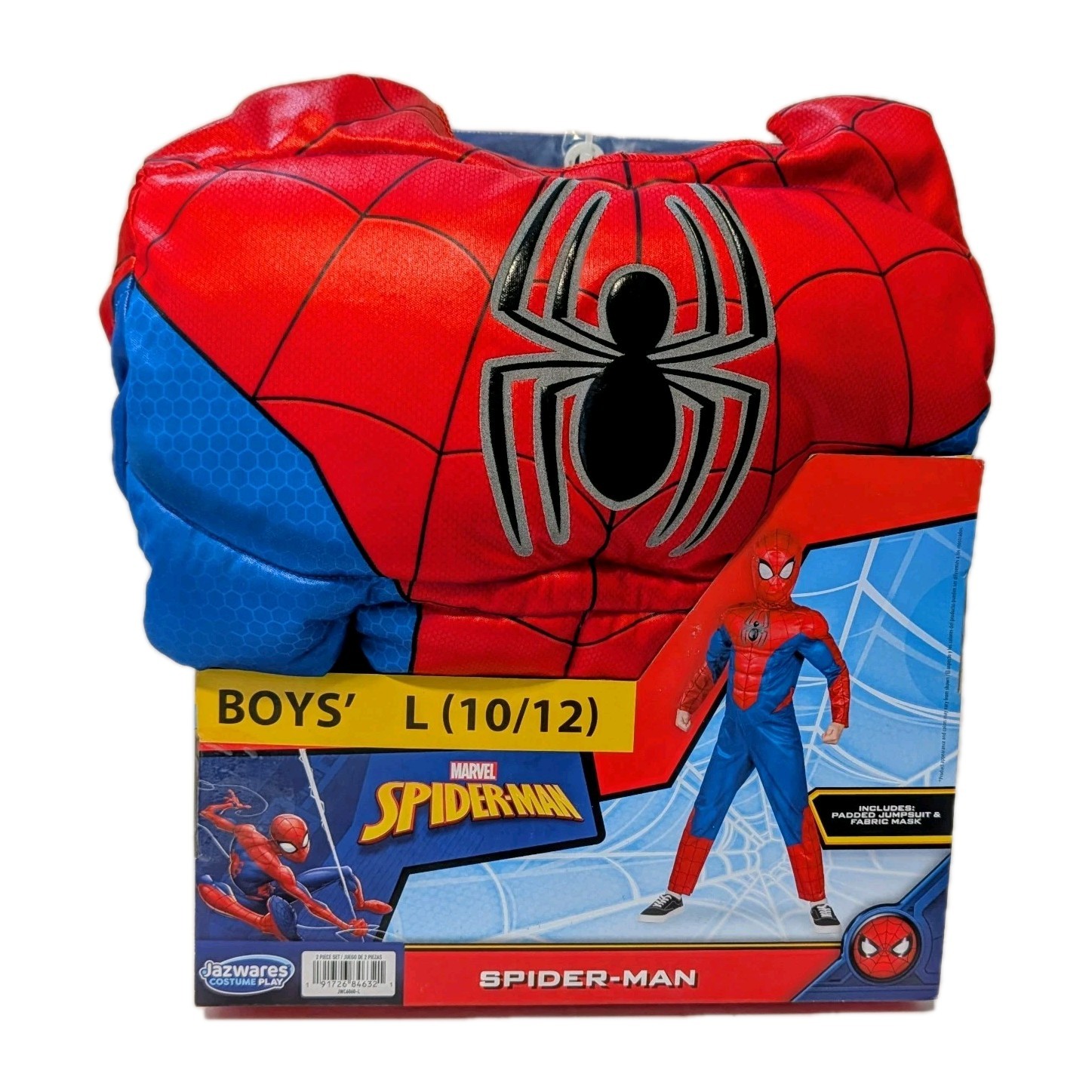 Marvel Spider-Man Boys Size Large 10-12 Padded Muscle Costume w/ Mask Jazwares